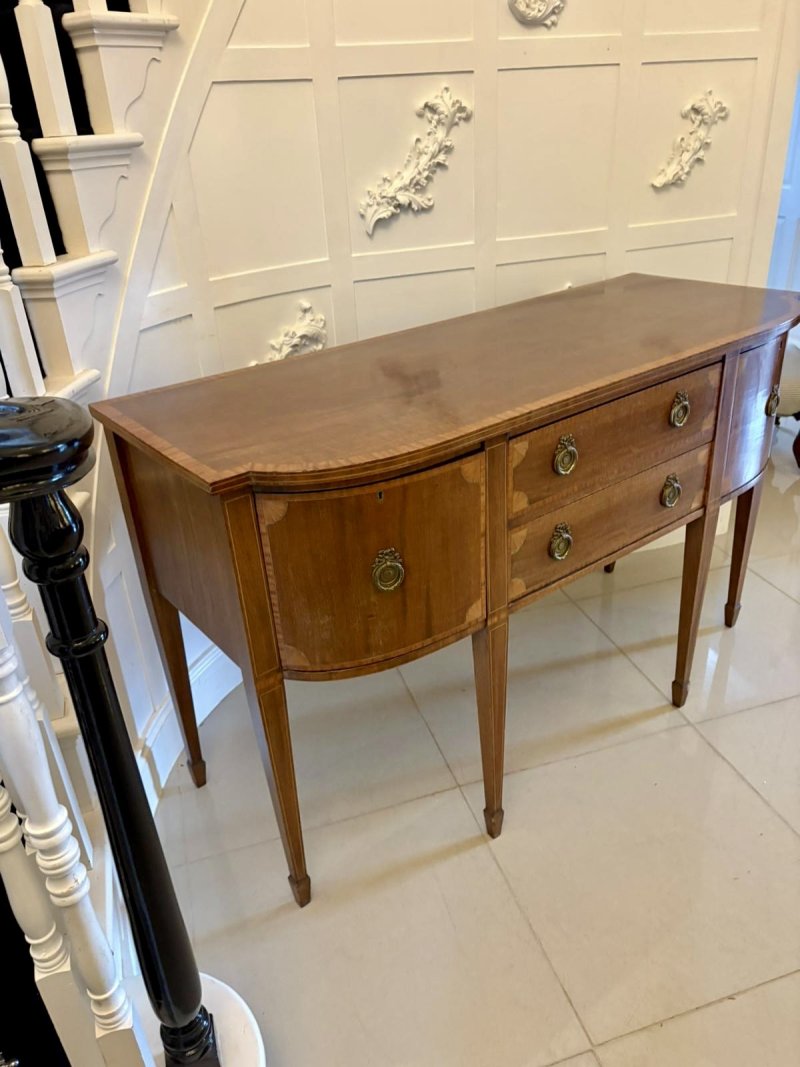 Antique Edwardian Quality Mahogany and Satinwood Crossbanded Sideboard - Image 10
